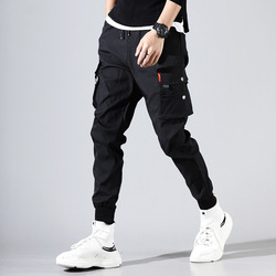 Men's <b>Black</b> Cargo Sweatpants Elastic Waist Drawstring Multiple Pockets Casual Jogger <b>Pants</b> Winter Wear 100% Cotton Breathable - Product Image 6