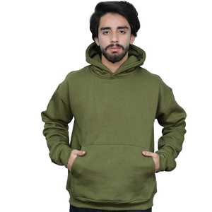 Felpe con cappuccio in cotone 100% con stampa e tinta unita felpe da uomo caldo stile invernale abbigliamento alla moda in verde oliva - Product Image 2