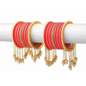 Venta caliente de lujo nueva moda de las mujeres multicolor brazaletes nupciales conjuntos borlas Churiya brazaletes con diferentes tamaños - Product Image 4