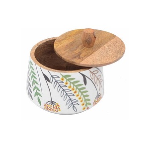Cuenco de madera de Acacia decorativo de excelente calidad para boda Juego de 4 cuencos de servicio impresos en Color blanco digital - Product Image 3