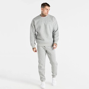 Chándal liso para hombre con logotipo personalizado al por mayor, conjunto de chándal para correr, Sudadera de cuello redondo, conjunto de 2 pantalones de dos piezas para hombre - Product Image 4