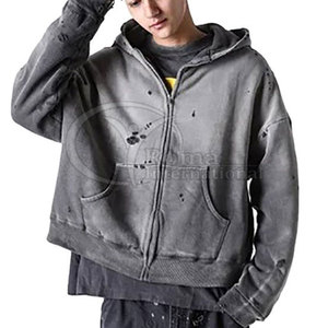 เสื้อฮู้ดดี้ผู้ชายแบบย้อมสีเอซิด สไตล์สตรีทแวร์ ลุคซีดจาง แบบสวมหัว มีบริการสกรีนโลโก้ตามสั่ง - Product Image 2