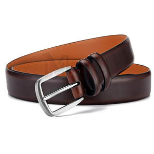 Ceinture en cuir de vachette véritable pour hommes de marque supérieure Style de luxe décontracté avec acier pour boucle taille personnalisée professionnelle adaptée - Product Image 1
