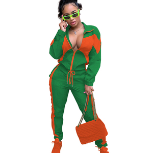 Envío de la gota de manga larga con cremallera frontal 2 piezas de bloque de Color ligero poliéster cortavientos chándal mujer 2025 - Product Image 5