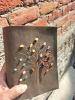 Journal des clés en cuir orné de pierres précieuses indique clairement Journal en cuir incrusté de puces de cristal Journal en cuir fabriqué à la main