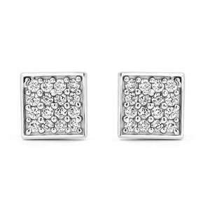 Pendientes Zarkan Geométricos de Oro de 14K con Diamantes y Circonitas, Plateados en Oro Rosa para Compromiso - Product Image 2