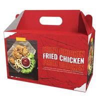 Caja de Cartón Roja Plegable para Comida para Llevar, con Asa y Cierre a Presión, para Pollo Frito, Fabricación Personalizada OEM al por Mayor