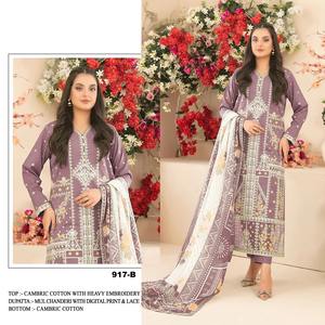 Traje Pakistaní de Algodón Cambray Puro con Bordado de Lentejuelas de 3mm y Trabajo Multihilo con Salwar Kameez Hecho a Mano - Product Image 4