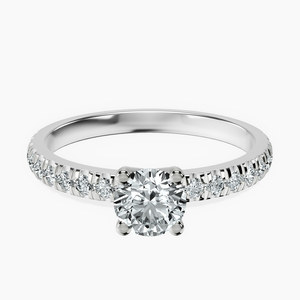 Anillo Delgado de Media Eternidad con Piedras Laterales, Diamante Cultivado en Laboratorio, Oro Blanco de 14K, 0.50 Ct en el Centro, Color EF, Claridad VS1, 0.20 Ct en las Piedras Laterales - Product Image 3