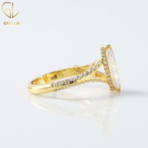 Diseño de moda Venta caliente 925 Plata 2 Ct Marquise Cut Lab Grown Diamond Split Shank Anillo de compromiso para mujeres - Product Image 3