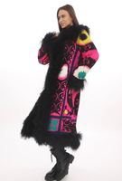 Vêtements de créateur pour femmes Veste en velours haut de gamme d'inspiration vintage Style bohème Manteaux brodés en fourrure de velours naturel à la mode
