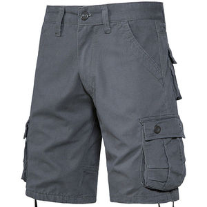 Short uni pour homme Taille élastique Short cargo Pantalon long Pantalon M-3XL poche latérale uni 100% coton Gym Relax fit - Product Image 2