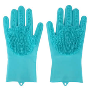 Gants de lavage de vaisselle en silicone - Bleu - Product Image 1