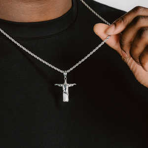 Fashion Men's Hip Hop Christian <b>Cross</b> <b>Pendant</b> Necklace with Moissanite 18K <b>Gold</b> Plated 925 Sterling Silver - Product Image 2