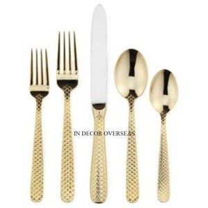 Unique Fantaisie Texture Designer Haute Qualité Standard Métal Haute Qualité Plaqué Or Couteau Cuillère Et Folk Couverts Ensemble Cuisine Fourniture - Product Image 3