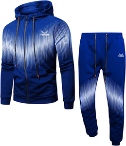 Survêtement à manches longues pour homme, bleu et noir, bon marché, jogging, survêtement de course, sweat-shirt à capuche, pantalon de survêtement, coupe slim - Product Image 6