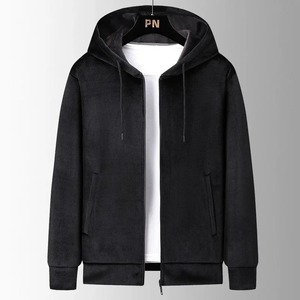 <b>Men's</b> Casual Hoodie for Outerwear Silver Fox <b>Velvet</b> Autumn Winter Warmened Lamb <b>Velvet</b> Open <b>Jacket</b> - Product Image 3