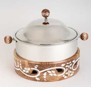 Casserole en bois de haute qualité Look du moyen-orient prix de gros Hotpots pour buffet de fête mariage hôtel casserole serveur de nourriture - Product Image 5