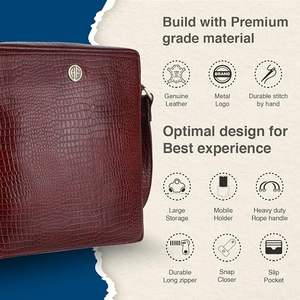 Hammonds Flycatcher Genuine <b>Leather</b> Travel <b>Messenger</b> Sling <b>Bag</b> 1 Compartment 1 Inner Zipper Stylish Front Design Durable Fashion - Product Image 3