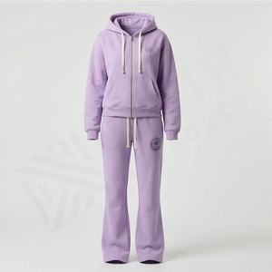 Conjunto Deportivo de 2 Piezas para Mujer, Sudadera con Capucha y Cremallera, Felpa de Algodón, para Invierno, Informal, para Gimnasio, Ropa Deportiva Activa - Product Image 1