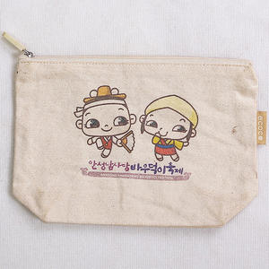 Bolsa con cremallera de lona de algodón ecológica Durable Uso diario Publicidad Bolsas de compras Patrón de dibujos animados Mango de tejido de nuevo diseño - Product Image 2