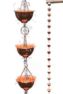 Metal decorativo Lotus lluvia cadena campana creativo hecho a mano hogar exterior jardín Metal cobre decorativo lluvia cadena para canalón - Product Image 6