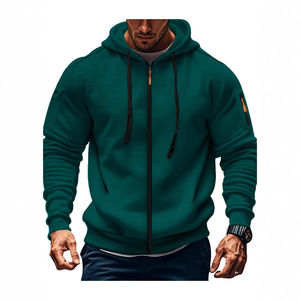Vêtements d'hiver OEM, sweat à capuche zippé pour homme, qualité supérieure, 100% coton, écologique, anti-froissement, séchage rapide, respirant, unisexe - Product Image 4