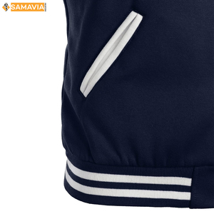 SAMAVIA Baseball Team College Varsity Jacket Custom Wool PU Sleeve Bomber Letterman Jacket para hombres OEM Wear - Product Image 5