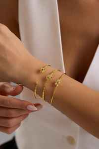 Custom Birth Flower Cuff Blue Sapphire <b>Bracelet</b> Personalized <b>Bridesmaid</b> Floral <b>Bracelet</b> 925 Sterling Silver 14K Gold Plated - Product Image 2