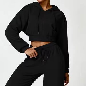 Venta al por mayor de chándal con logotipo personalizado, sudadera y pantalones cortos, conjunto de 2 piezas para correr, ropa informal para mujer, conjuntos de chándal de manga completa - Product Image 6