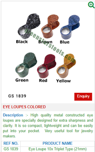 GREEN STARS SA PVT LTD Color GS 1839 Acero y acero inoxidable Lupas de ojos para herramientas de joyería Hecho EN LA India - Product Image 2