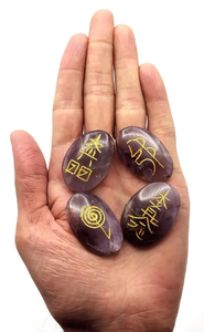 Amethyst Reiki Symbols <b>Set</b> for Reiki Session - Oval Cabochon | Spiritul Reiki <b>Crystal</b> <b>Set</b> - Product Image 4