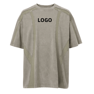 T-shirt oversize à logo personnalisé, appliqué, délavé, manches courtes, tricoté, 100% coton, streetwear pour hommes - Product Image 2