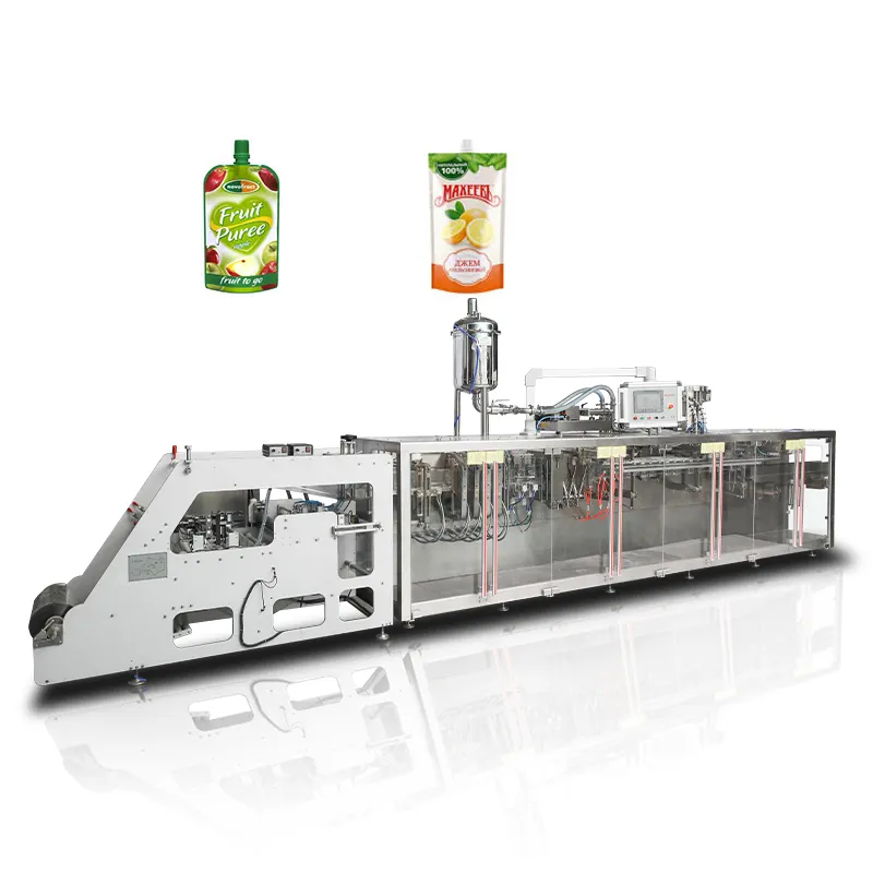 fully automatic horizontal water spout liquid detergent mango juice stand up pouch packing machine