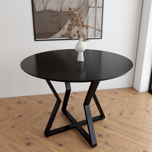 Juego de Mesa de Comedor Redonda Vera de 100 cm, Madera de Caucho Ensamblada con Patas de Hierro con Recubrimiento en Polvo, Extensible para Uso en Bares Domésticos - BA68044 - Product Image 3