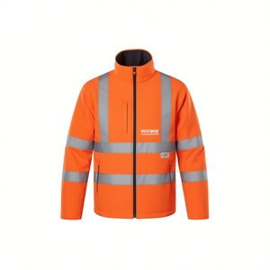 <b>High</b>-<b>Visibility</b> Orange <b>Softshell</b> Safety <b>Jacket</b> for Prevention - Product Image 2