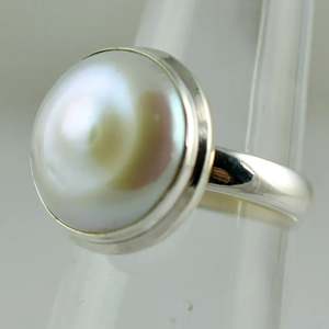 Handmade 925 Sterling <b>Silver</b> Coin Pearl <b>Ring</b> Freshwater <b>Statement</b> Promise Jewelry Gift for Her Anniversary - Product Image 4