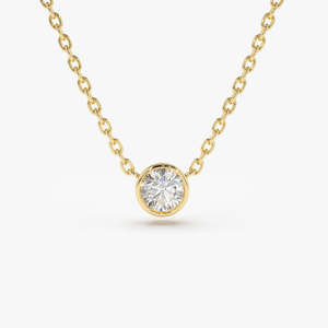 Collier solitaire éblouissant serti de diamants de laboratoire ronds 1,00 carat E-F VS en or massif 14K, idéal pour les mariages et les occasions spéciales - Product Image 1