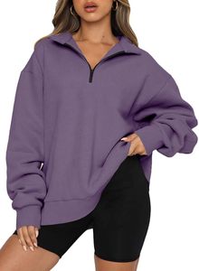 Sudaderas personalizadas de estilo deportivo con media cremallera para mujer, sudaderas transpirables de algodón con estampado en relieve en 3D, ropa de calle con media cremallera - Product Image 4