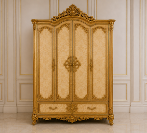 Imperial Baroque Inspired Luxury Teak Wood Master Bedroom Furniture <b>Bed</b> <b>Side</b> Tables Almirah Bedroom Set <b>for</b> Hotel & Villa Use - Product Image 3