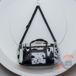 Hair on & Hand <b>Tooled</b> <b>Leather</b> Concho Duffel Western Genuine <b>Leather</b> Weekender Bag Cowhide Carryall Luxury Travel Bags for Unisex - Product Image 5