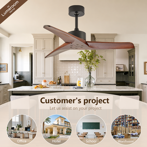 52 Inch 3 Blade Solid Wood Ceiling <b>Fan</b> Without Light <b>Remote</b> <b>Control</b> Reversible DC Motor for Bedroom Living Room - Product Image 4