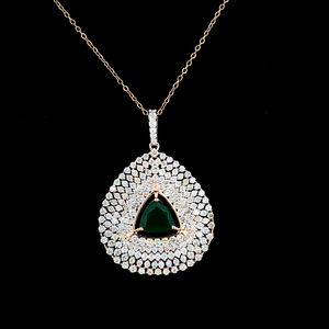 Luxury Green Diamond <b>Pendant</b> in <b>Rose</b> <b>Gold</b> Natural Round Brilliant Cut Diamonds HI Color SI3-I1 Clarity Elegant Designer Jewelry - Product Image 3
