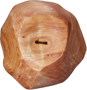 Bol à mélanger en bois massif poli Art Déco, léger, sculpté, fait à la main, plat de rangement rustique, bol à fruits de comptoir par MULTI CRAFT - Product Image 6