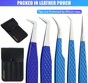 Pince à épiler à pointe de fibre de précision pince à épiler à volume en acier inoxydable japonais pince à épiler à angle de 90 degrés pince à cils classique - Product Image 3