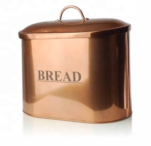 New Design Food Storage <b>Bin</b> Container Vintage Metal Copper Bread Storage Box With Lid Kitchen Storage Box - Product Image 3