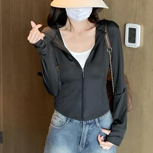 Abrigo deportivo para mujer, Sudadera con capucha, estilo gótico, UV ropa protectora para el sol, sudadera transpirable fresca en tallas, función antiarrugas de la marca - Product Image 3