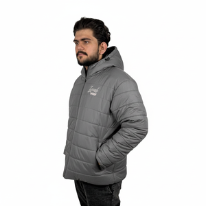 High Street Canvas Stand Collar Front Logo Men's <b>Winter</b> Puffer <b>Jackets</b> Quilted Polyester <b>Waterproof</b> Puffer <b>Jacket</b> for man - Product Image 2