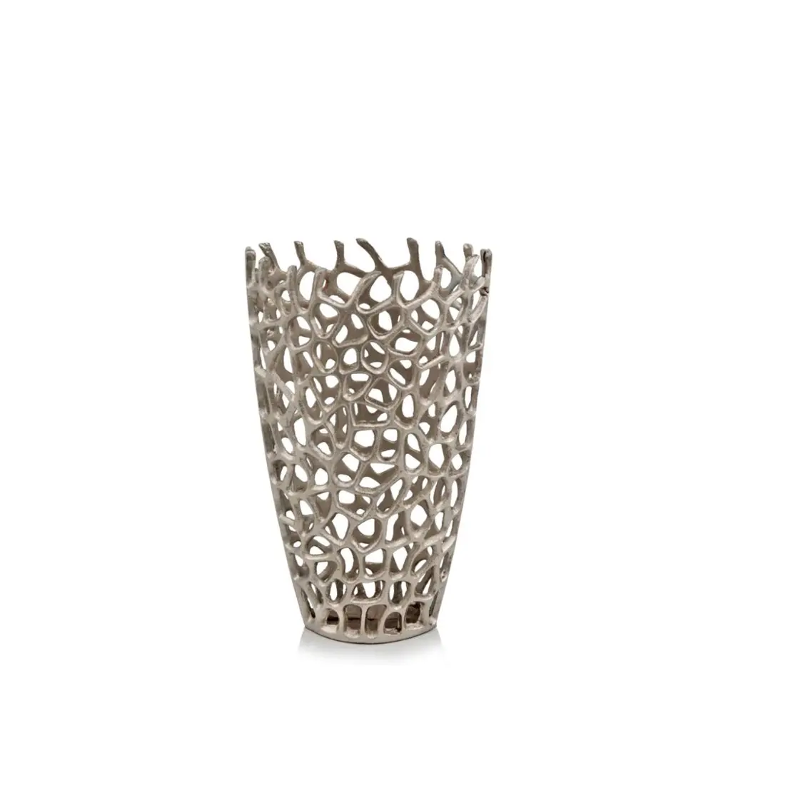 Kapalı veya açık dekor için 2 Metal alüminyum döşeme çiçek vazo dekoratif masa seti