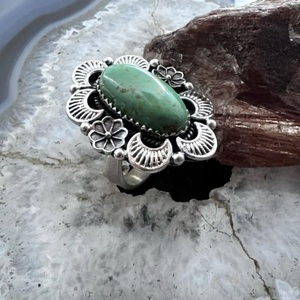 Handmade Vintage Boho Southwestern Wedding <b>Ring</b> Women <b>Adjustable</b> Oval Cut Natural Stone Green Turquoise Sterling <b>Silver</b> Fine - Product Image 3